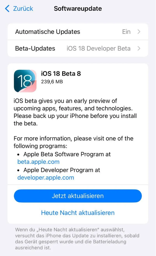 江北苹果手机维修分享苹果 iOS / iPadOS 18 开发者预览版 Beta 8 发布 